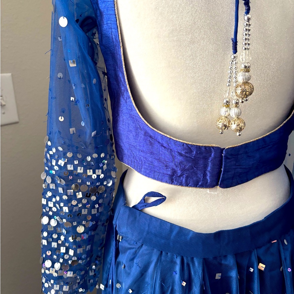 Blue Sequin Embellished Lehenga Choli